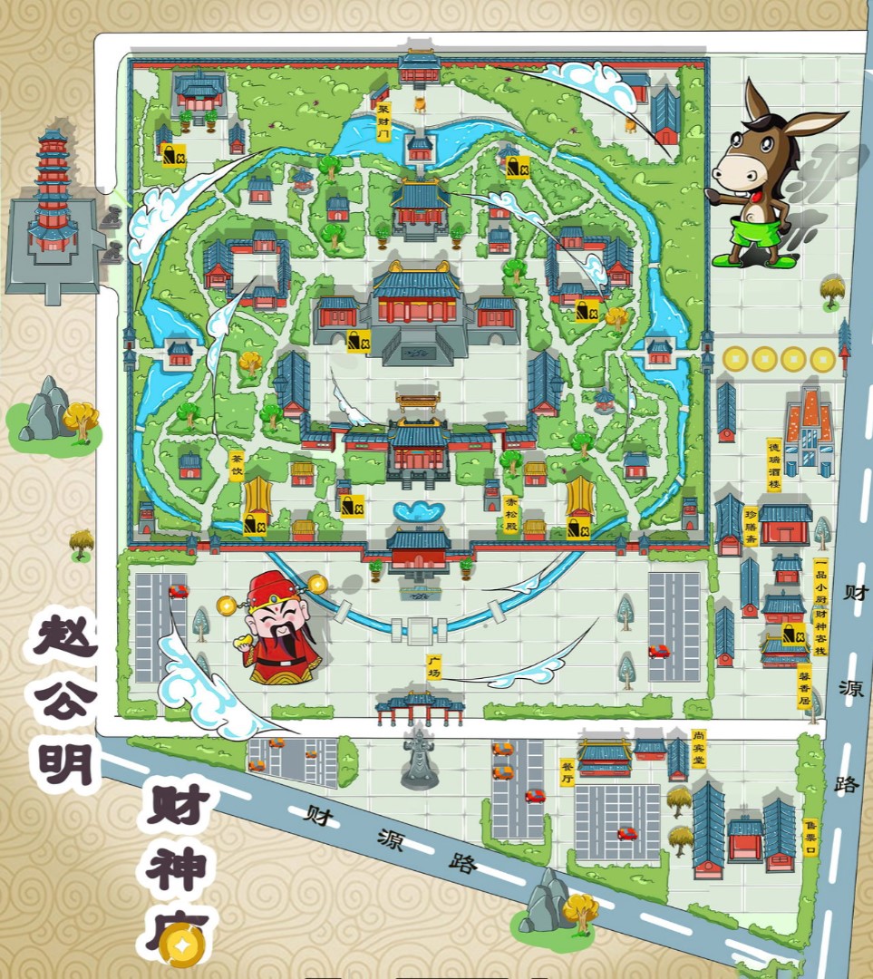 岳普湖寺庙类手绘地图